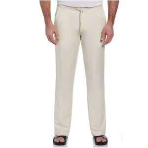 NEW CUBAVERA Big Tall Linen Blend Core Drawstring Pants Silver Lining 1XB x 30"